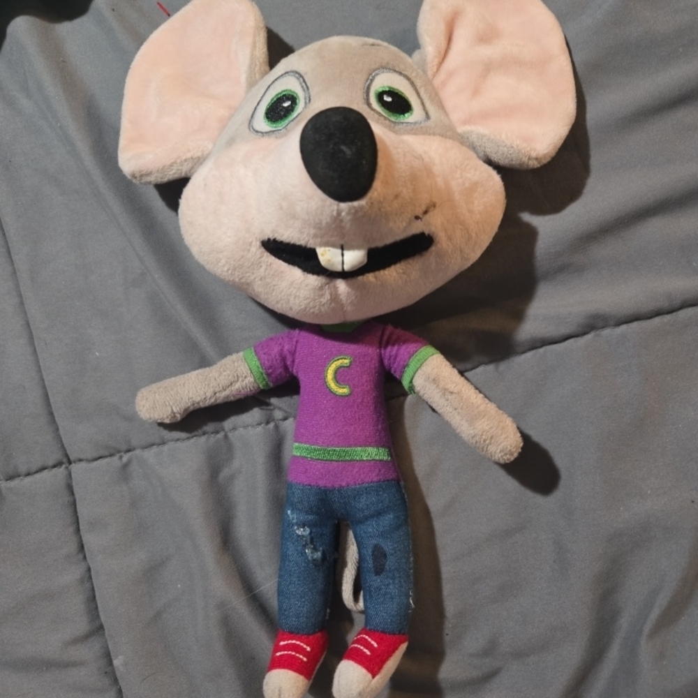 Vintage chuck e cheese 12"Plush Toy with Purple Shirt